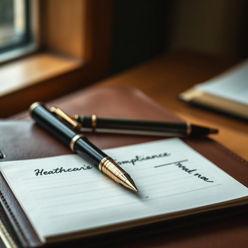 Handwritten notes on a leather portfolio